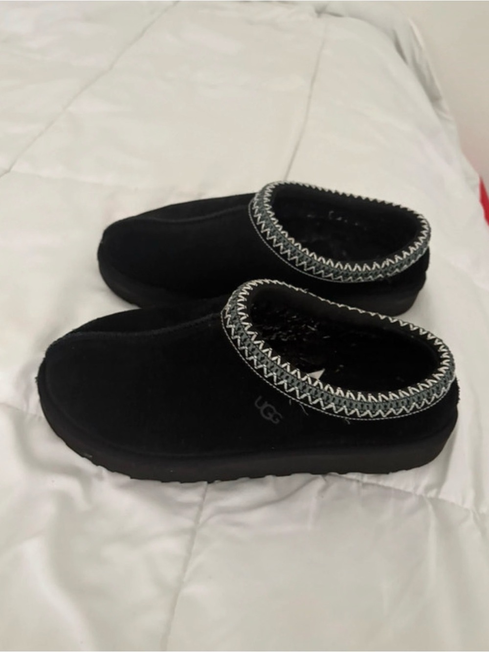 UGG Black Slip-On Mule with Decorative Trim